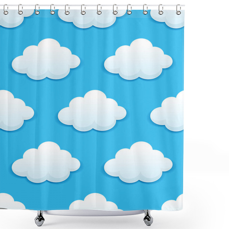 Personality  Seamless pattern with fluffy clouds shower curtains