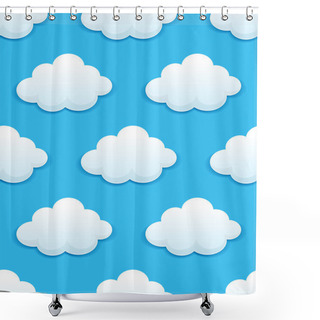 Personality  Seamless Pattern With Fluffy Clouds Shower Curtains