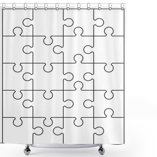 Personality  Illustration Of Separate Parts Of White Puzzle Shower Curtains