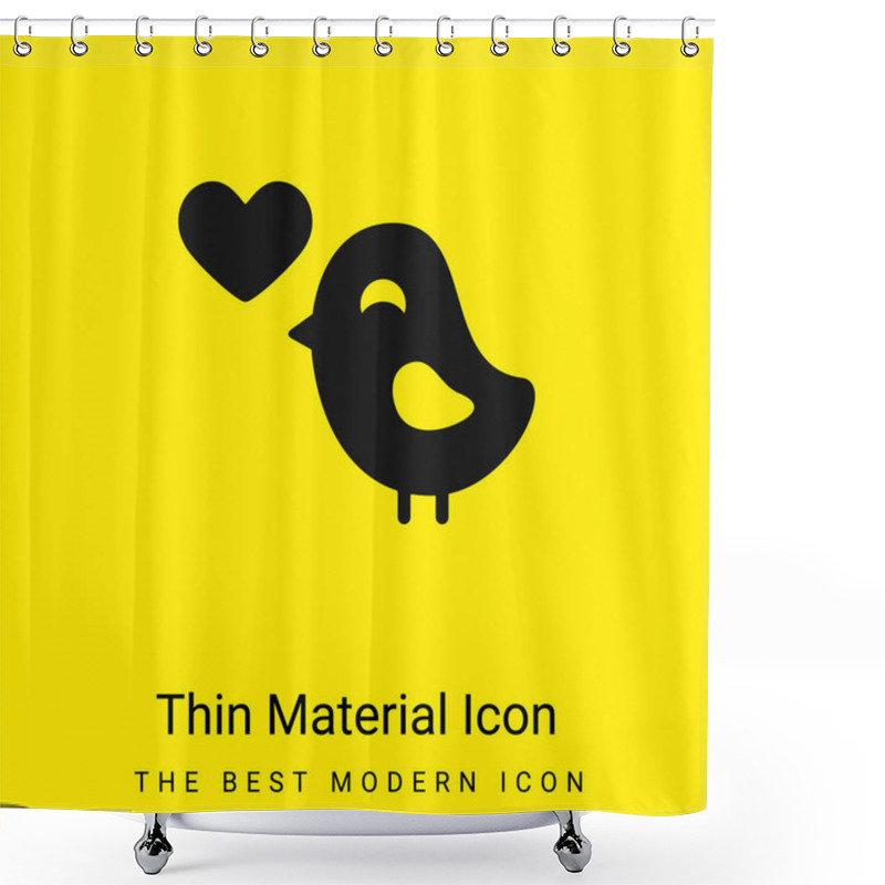 Personality  Bird In Love Minimal Bright Yellow Material Icon Shower Curtains