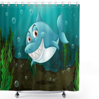 Personality  A Smiling Shark Shower Curtains