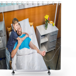 Personality  Father With Son Embracing At Ward Shower Curtains