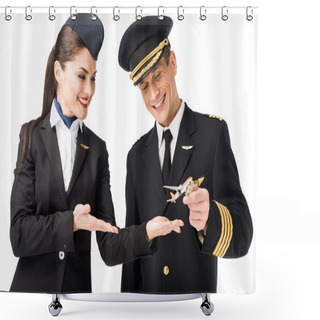 Personality  Stewardess And Pilot Shower Curtains
