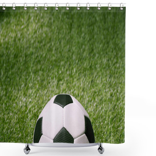 Personality  Soccer Ball On Green Football Pitch Shower Curtains