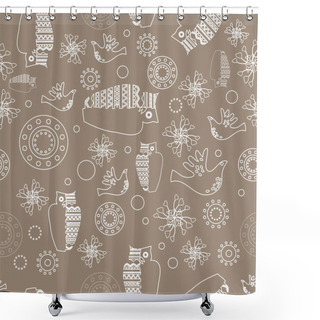 Personality  Vector Folk Background. Vector Illustration. Shower Curtains