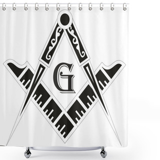 Personality  Freemasonry Emblem - The Masonic Square And Compass Symbol, Vect Shower Curtains
