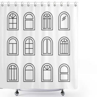 Personality  Arched & Arch Window. Casement & Awning Window Frames. Line Icon Shower Curtains