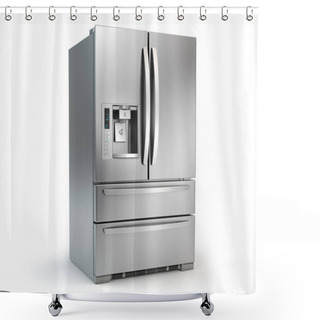 Personality  Fridge Freezer. Side By Side Stainless Steel Srefrigerator  With Shower Curtains
