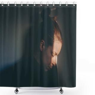 Personality  A Woman Alone And Depressed Shower Curtains