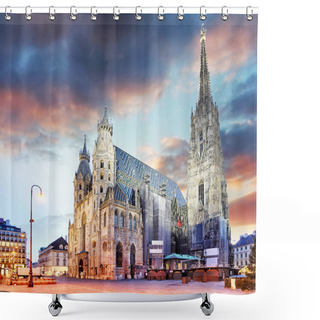 Personality  Vienna Stephansdom At Colorful Sunset In Austria Shower Curtains