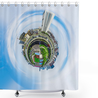 Personality  Overpopulated Urban Planet Covered In City Buildings Shower Curtains