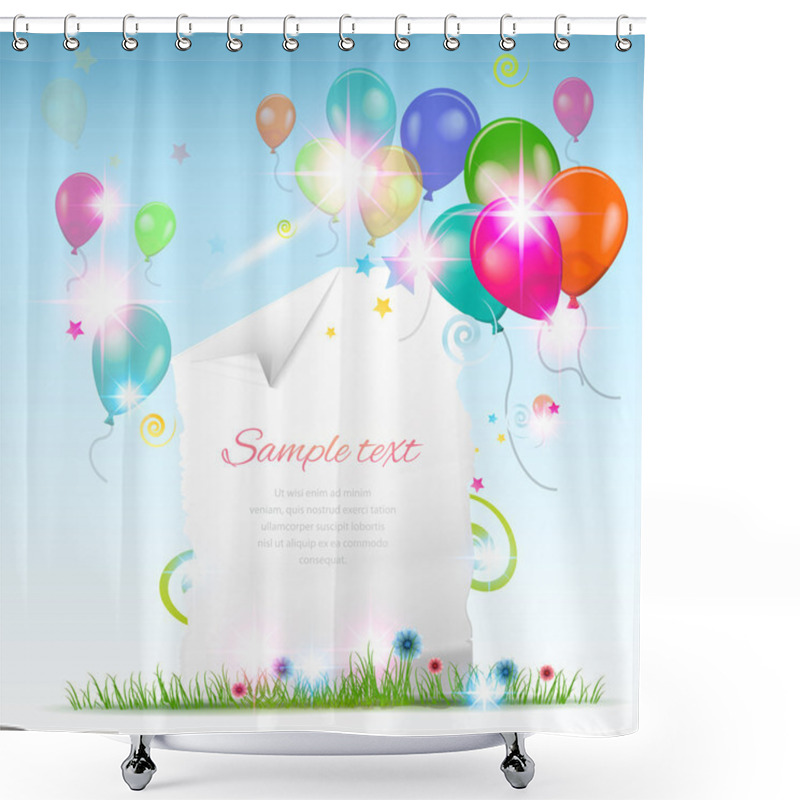 Personality  Holiday card with baloons shower curtains