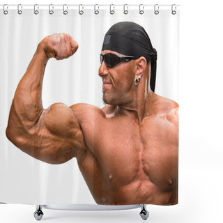 Personality  Portrait Of Bodybuilder Shower Curtains