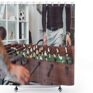 Personality  Cropped Shot Of People Playing Table Football In Office Shower Curtains