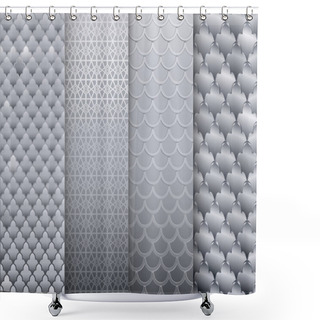 Personality  Set Of Silver Textures Backgrounds Shower Curtains