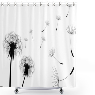 Personality  Blow Dandelions. Vector Shower Curtains