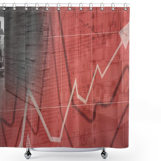 Personality  Financial Data And Statistics Graphs Processing Over Warehouse, Finance And Delivery Concept. Digitally Generated Image. Shower Curtains
