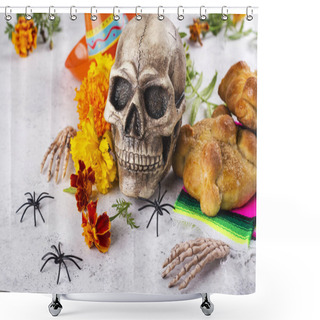 Personality  Mexican Day Of The Dead Background Shower Curtains