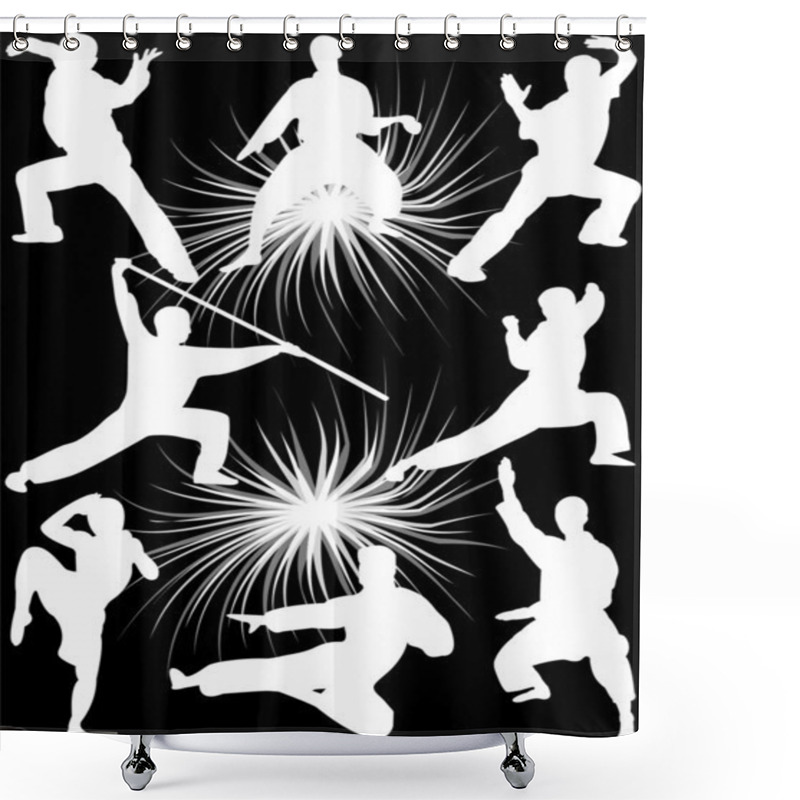 Personality  Karate Fighters Collection Vector Shower Curtains