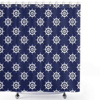 Personality  Seamless Nautical Pattern With Steering Wheels. Design Element For Wallpapers Shower Curtains
