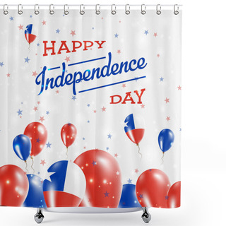 Personality  Chile Independence Day Patriotic Design Balloons In National Colors Of The Country Happy Shower Curtains