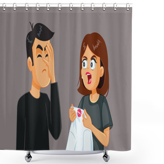 Personality  Angry Wife Confronts Her Cheating Husband With Evidence Vector Cartoon Shower Curtains