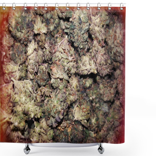 Personality  Marijuana Buds Background Lomo Light Leak Shower Curtains