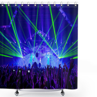 Personality  Silhouettes Of And Musicians On Concert And Rays Of Light Shower Curtains