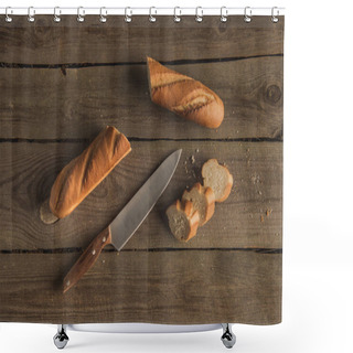 Personality  Baguette And Knife  Shower Curtains