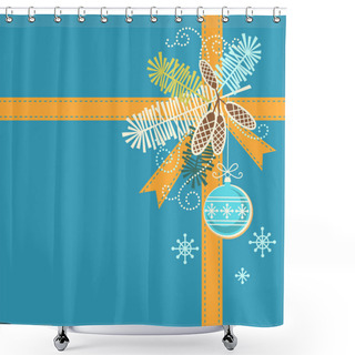 Personality  Christmas Blue Background Shower Curtains