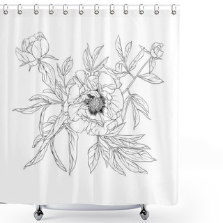 Personality  Peony Flower. Element For Design. Shower Curtains