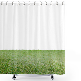 Personality  Lawn With Green Grass On White, Floral Background Shower Curtains