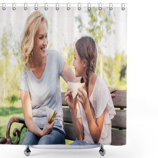 Personality  Woman And Granddaughter Eating Sandwiches Shower Curtains