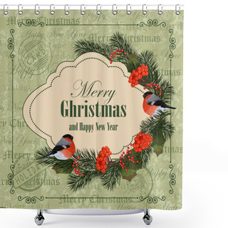 Personality  Christmas And New Year Greeting Card Shower Curtains