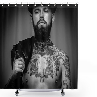 Personality  Male With Tattoos On His Body Shower Curtains