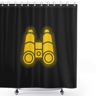 Personality  Binocular Yellow Glowing Neon Icon Shower Curtains