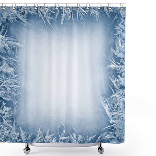 Personality  Frost Crystal Border On Ice - Christmas Background Shower Curtains