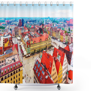 Personality  Scenic Summer Aerial Panorama Of The Old Town Architecture In Wroclaw, Poland Shower Curtains
