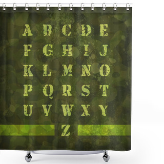 Personality  Military Vintage Alphabet Vector Illustration Shower Curtains