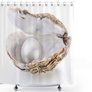 Personality  Image Of A White Pearl In A Shell On A White Background. Shower Curtains