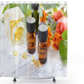 Personality  Alternative Medicine With Essential Oils And Supplement Shower Curtains