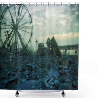 Personality  Apocalypse Landscape, 3D Rendering Concept Shower Curtains