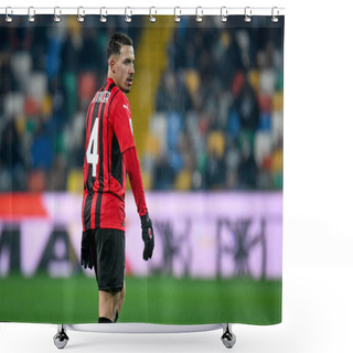 Personality  Milan's Ismael Bennacer Portrait  During  Italian Soccer Serie A Match Udinese Calcio Vs AC Milan At The Friuli - Dacia Arena Stadium In Udine, Italy, December 11, 2021 - Credit: Ettore Griffoni Shower Curtains