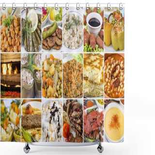 Personality  Traditional Delicious Turkish Foods Various Collage Concept Photo. Shower Curtains