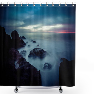 Personality  Point Dume Rock Formations Shower Curtains