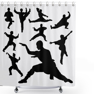 Personality  Wushu Male And Female Martial Art Silhouettes Shower Curtains