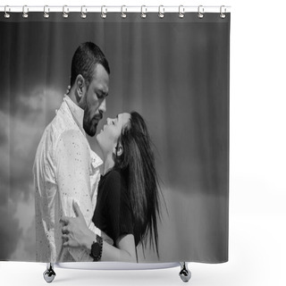 Personality  Sensual Couple Kissing. Beautiful Young Couple Hugging. Love Concept. Couple Is Hugging. Passion Love Couple. Romantic Moment. Handsome Muscular Guy And Amazing Sexy Woman. Shower Curtains