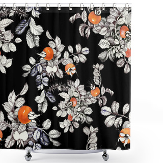 Personality  Fruits Of Wild Rose Shower Curtains