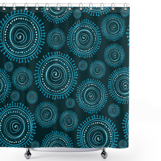 Personality  Round Ethnic Motif Seamless Background Shower Curtains
