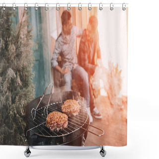 Personality  Friends Making Barbecue Shower Curtains